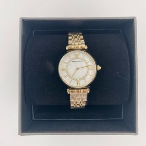 Emporio Armani Women's Two-Hand Gold-Tone Steel Watch